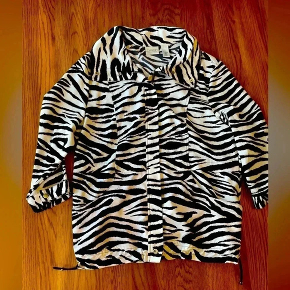 Chico's Jackets & Blazers - Chico’s Zenergy Zebra Print Jacket Like New Size 1 8/10 Medium Windbreaker 0269